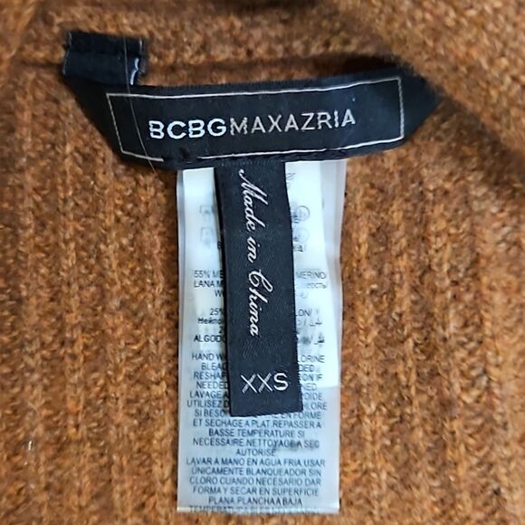 BCBGMAXAZRIA rust wool blend long open cardigan size XXS - Picture 8 of 11